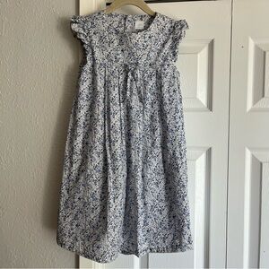Edgehill Collection Dainty Ditsy Blue Floral Ruffle Sleeve Cotton Dress